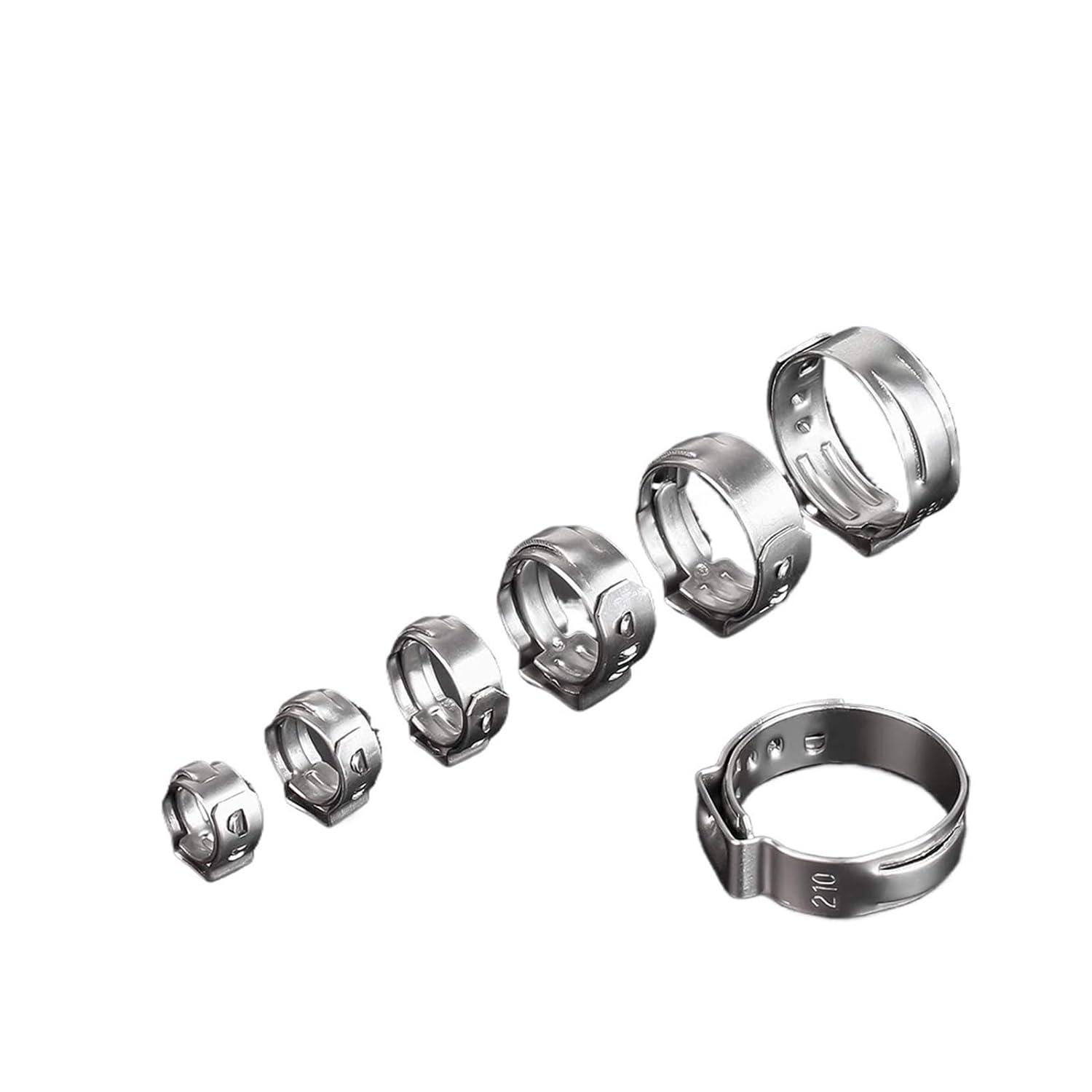 100 Pieces Of 6-21mm 304 Stainless Steel Single Ear Hose Clamp with Pliers Kit