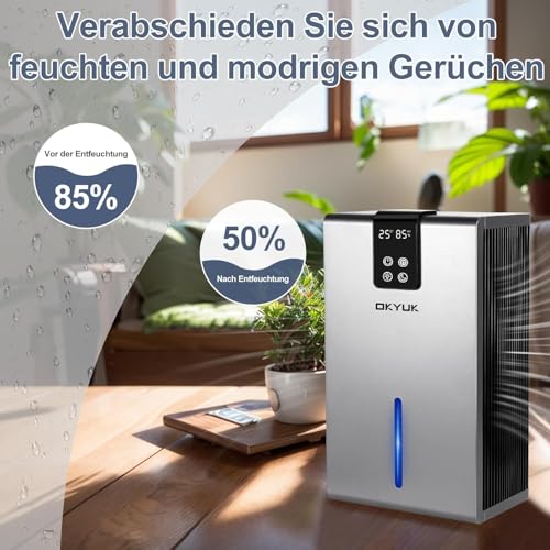 Deshumidificador, 2800 ml, deshumidificador eléctrico para el hogar con apagado automático, luz LED de 7 colores, ideal para caravanas, baños, dormitorios, sótanos - imagen 9