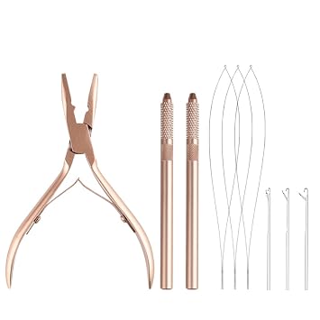 Hair Extension Tool Kit Microlink Pliers for Beads Feathers Extensions Loop Tools Dismountable Hair Threader Pulling Needle Micro Link Beads Closer