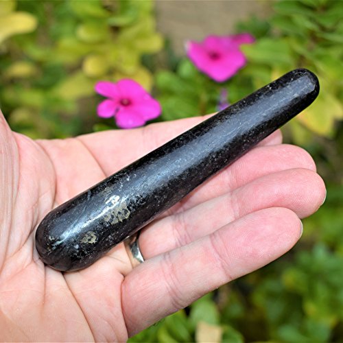 Charged 4" Starburst Flash Nuummite Crystal Massage Wand Healing Energy - Sorcerer's/Magician's Crystal - Strong Elemental Magic - Reiki By Zenergy Gems #TOP4