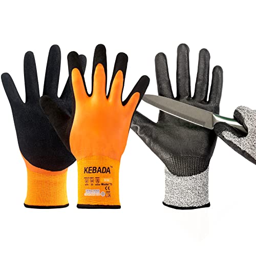 Kebada Cut Resistant Work Gloves And Winter Waterproof Work Gloves, Cutting Gloves With Winter Work Gloves For Men Cold Weahter #TOP19