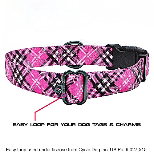 Image of Max and Neo Plaid Pattern NEO Dog Collar - We Donate a Collar to a Dog Rescue for Every Collar Sold (Pink, Large)