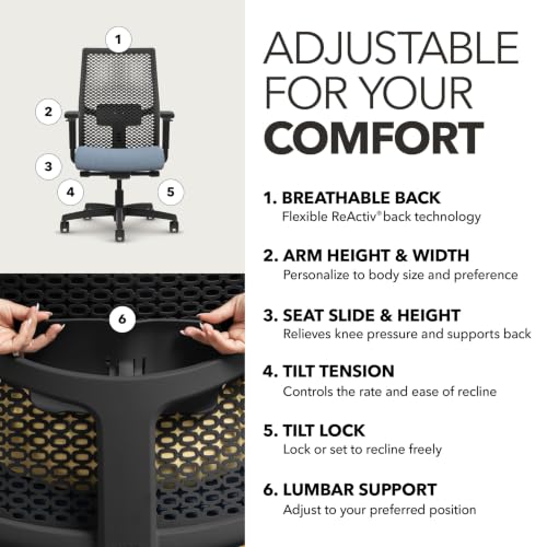 Image of HON Ignition 2.0 ReActiv Ergonomic Office Chair, Lumbar Support, Blue