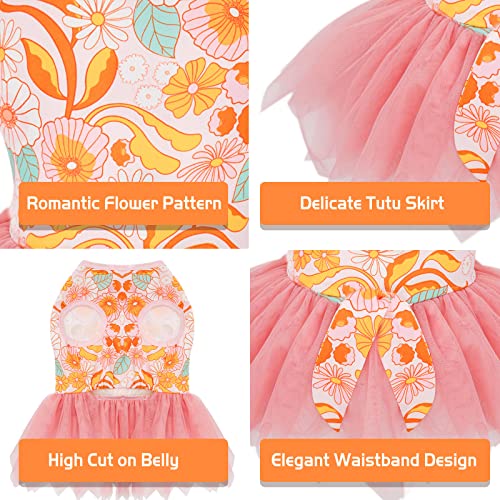 Kyeese Dog Dress Tiered Layer Tutu Tulle Dresses Puppy Dress Small Holiday Dress Orange #TOP6