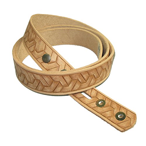Zelikovitz Embossed Geometirc Weave Belt Blank Vegetable Tanned Cowhide (1-1/2