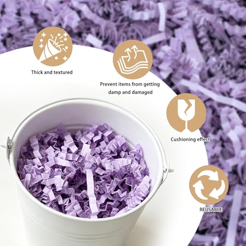 Image of Zankubom 1 /2LB Light Purple Crinkle Cut Paper Shred Filler Great for Gift Wrapping, Light Purple Basket Fillers, Birthday, Gift Wrapping,Halloween Thanksgiving Christmas Party Decor Filling Supplies