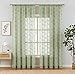 Lazzzy Sage Sheer Curtains Leaf Embroidered 84 Inch Long for Living Room Bedroom Rod Pocket Voile Floral Pattern Window Drapes 2 Panels