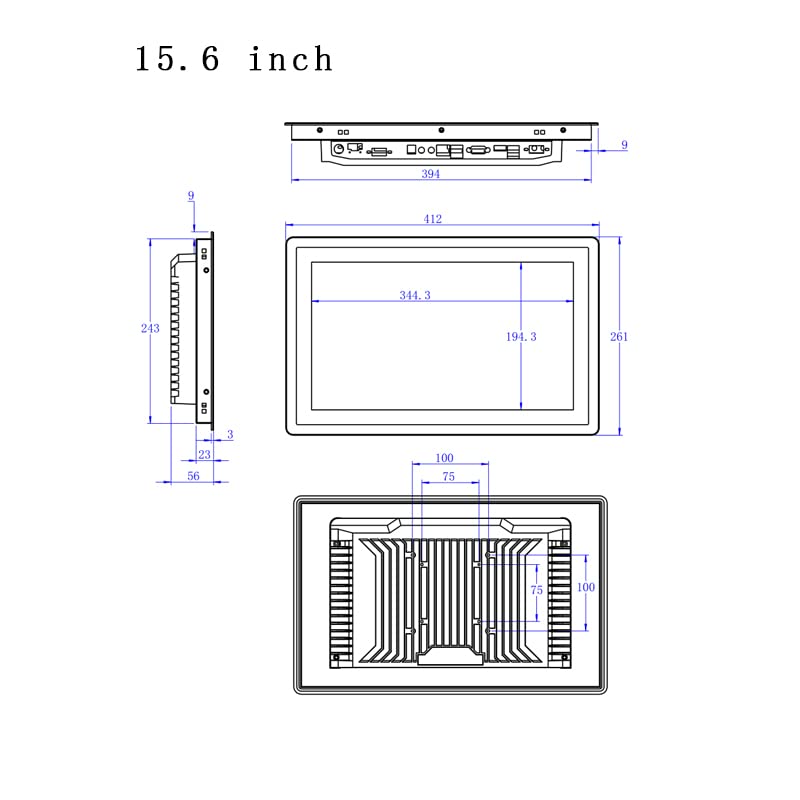 Image of 15.6 Inch Industrial Panel PC Capacitive Touch Screen 8GB Ram Win10 Pro (8GB RAM+512GB SSD, Core i5-5250U)