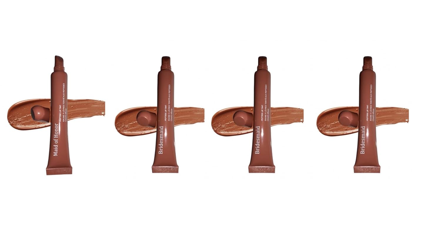 Peptide Lip Tint Collection, Bride, Bridesmaid, Maid of Honor, and Mama, and Auntie Shades12ml/0.4oz (Brown (4pack))