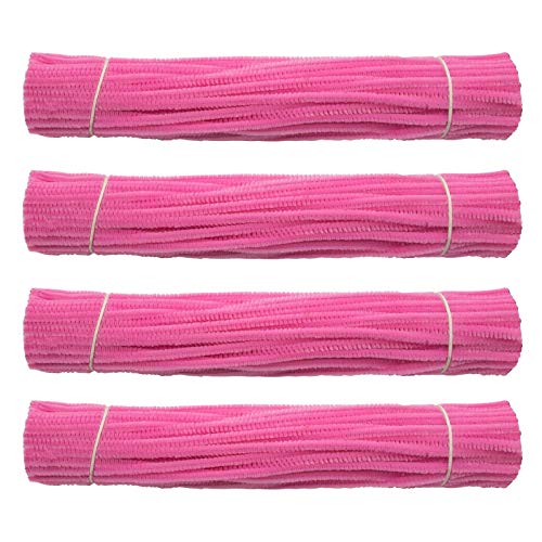 Waycreat 400 Pieces Pipe Cleaners Pink Chenille Stem for DIY Art Craft Decorations (6mm x 12 Inch)