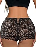 Avidlove Boy Shorts Underwear for Women Lace Full Covreage Boxer Briefs Sexy Hipster Panties Black XL