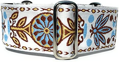 SGang Martingale Dog Collar for Greyhound Saluki Whippet and Other Breeds with Similar Neck 2 Inch Wide (XL 17-22) Inch, White