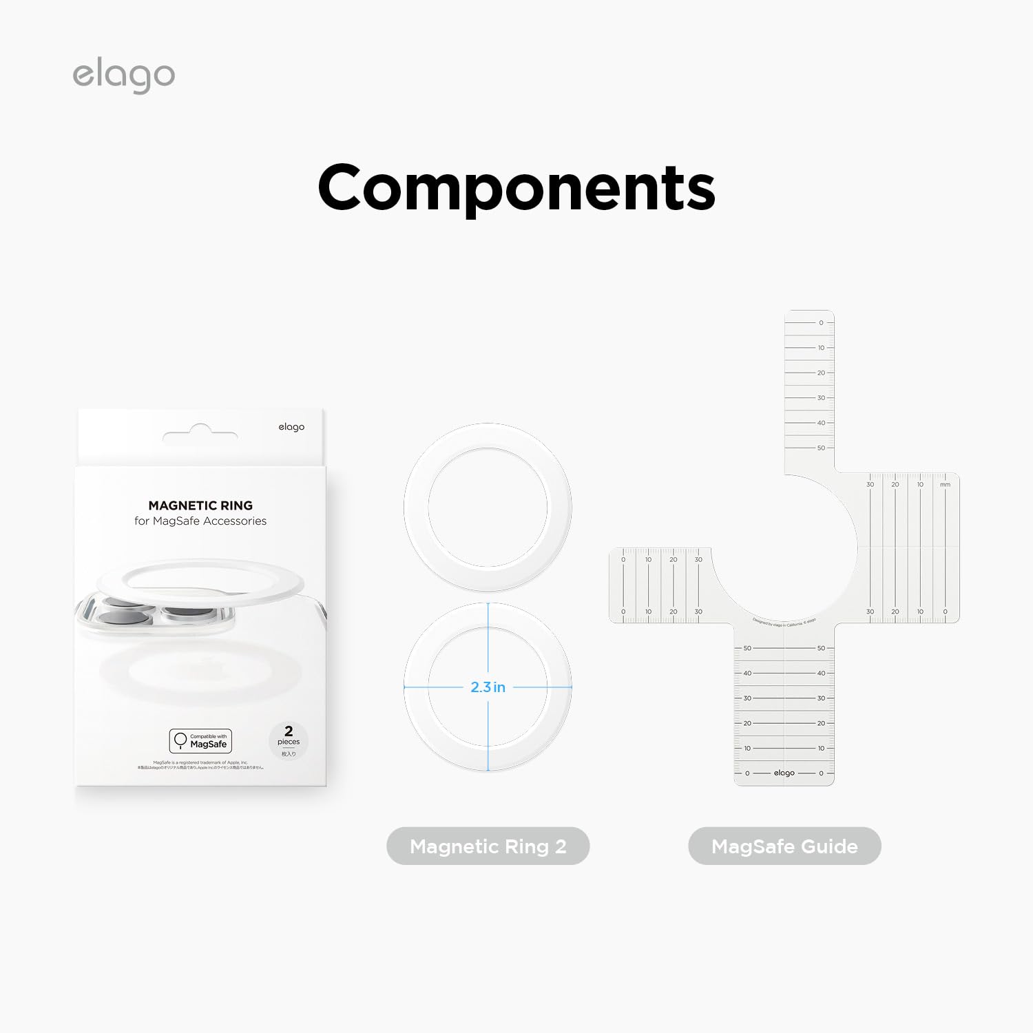 2 Pezzi Universale Adesivo Magsafe, Anello Magnetico Cellulare Può Essere Collegato al Supporto e Agli Accessori MagSafe, Compatibile con iPhone 16 15 14 13, Galaxy S23 S22 S21, Bianco