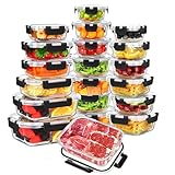 Juego de Recipientes de Vidrio Herméticos, MCSWSEE Contenedores de Vidrio, Botes Herméticos para Cocina, Almacenamiento...