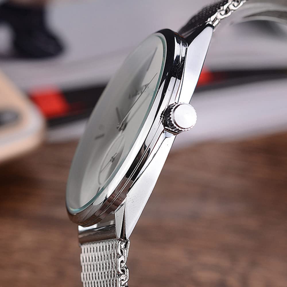 Ultra Thin Simple Couples Watches His and Hers Stainless Steel Mesh Strap Pair Watch Gifts Set Men and Women Quartz Watches