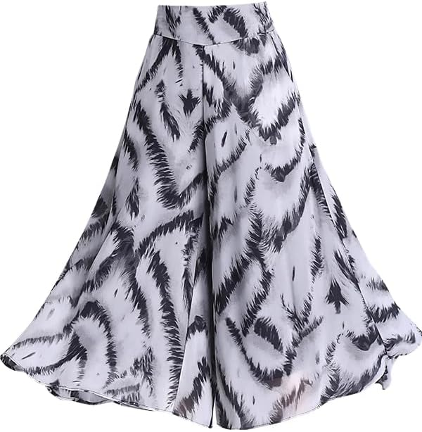 Ladies' Pants Summer Chiffon Wide Leg Printed Skirt Pants for Women