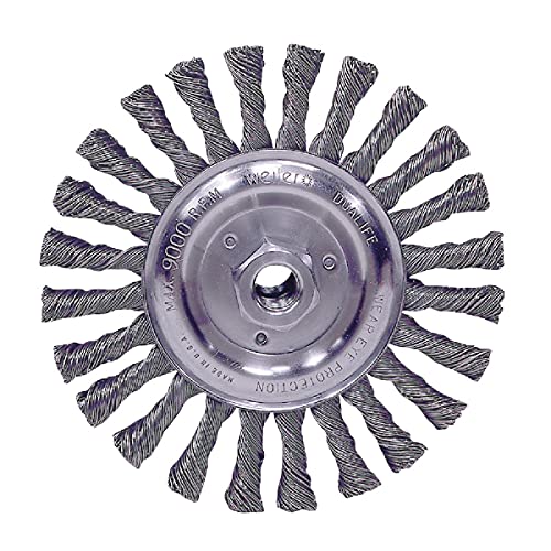WEILER VORTEC PRO Carbon Steel Wheel Brush 0.025 in Bristle Diameter - Arbor Attachment - 6 in Outside Diameter - 36024