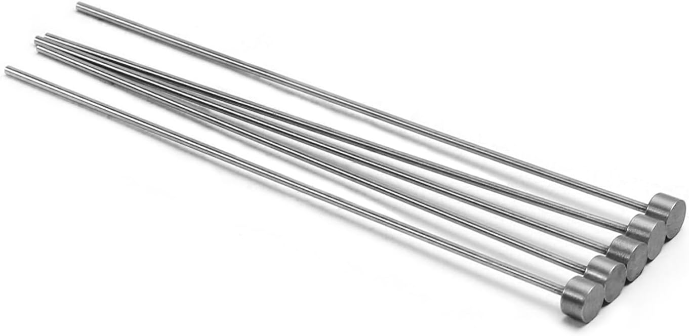 Wenheww 25Pcs Round Tip Punch Pin, 1.5mm Dia Ejector Pin Punch 65Mn Steel Straight Ejector Pins 110mm Long for Mechanical Maintenance Silver Gray