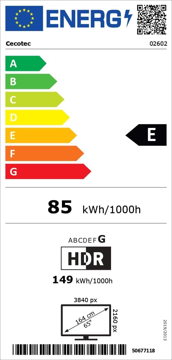Cecotec A2 Series 65-inch TV Energy Label