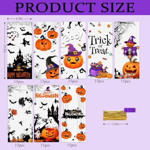 BBSTARING 120 Pcs Halloween Candy Bags, Halloween Party Favor Bag, Halloween Cellophane Treat Plastic Favors Gift Bag, Halloween Party Decoration Bags, Food Grade Goodie Bags for Trick or Treat - image 2