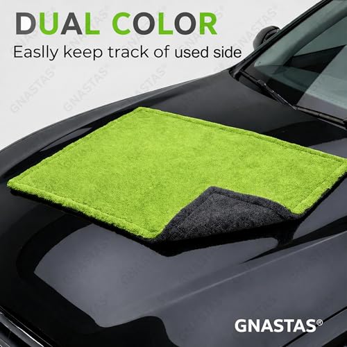 Image of Microfiber Cloth for Car, 1600 GSM, 40x60 cm, 1 Pc, Neon Green /Dark Grey | Twisted Loop Super Absorbent Drying Towel with Edgeless Design, Plush Pile & Lint-Free Detailing Cloth