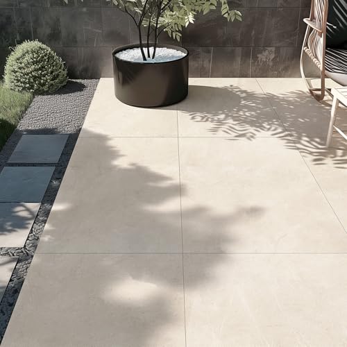 Image of Go Bathrooms White Arena Outdoor Garden Tile Patio Paving Slab Porcelain Floor Tile 900 x 600mm Box