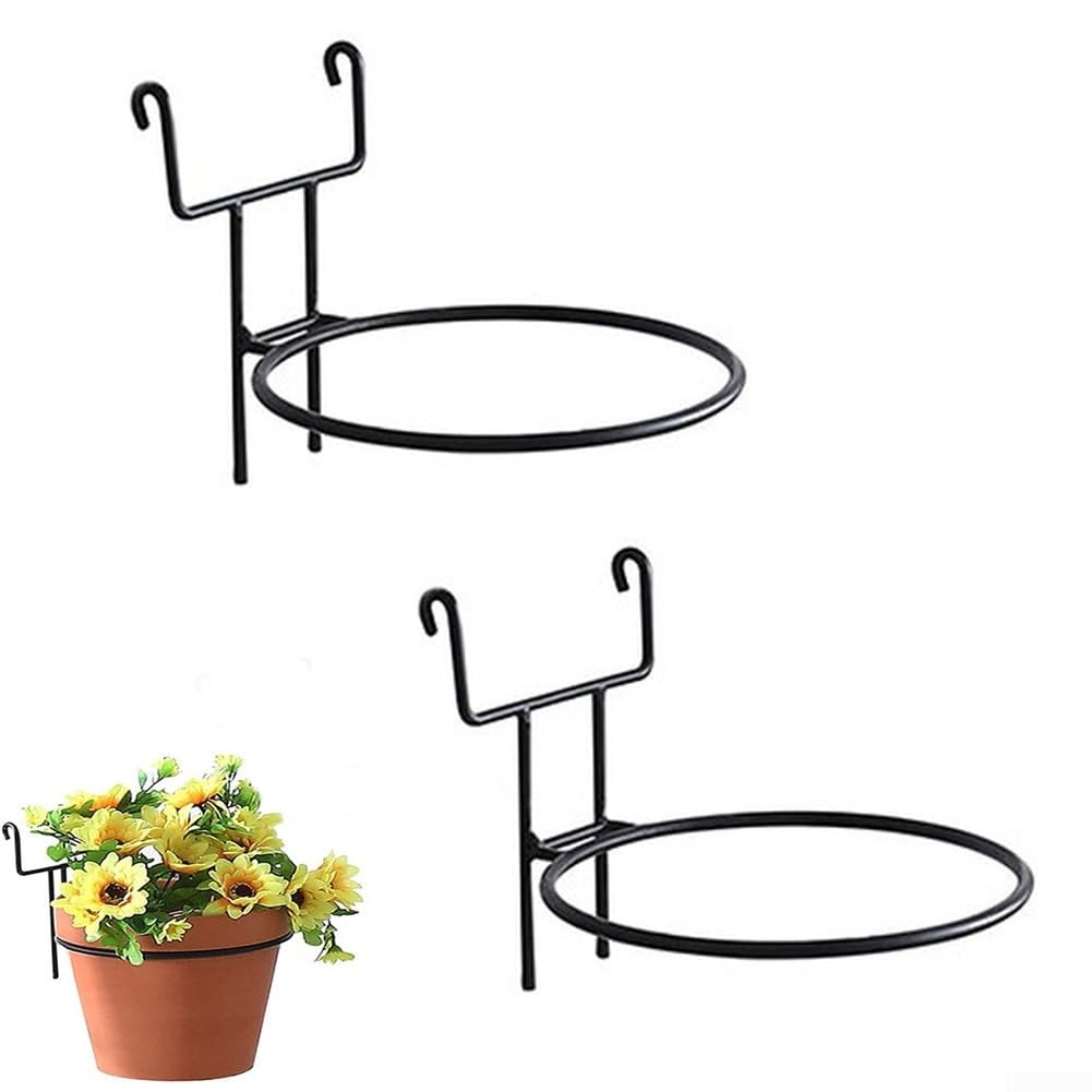 Soportes de metal resistentes para plantas colgantes de hierro para barandilla de balcón, ganchos de pared para macetas con diseño de ahorro de espacio para suculentas pequeñas, juego de soportes