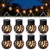 8 Stück Solar Hängeleuchte Für Außen, Solarlampen Für Außen Hängend, Solar Flammenlicht, Solarleuchten Für Garten Wasserdicht Ip65 Für Außen Garten Deko Draußen Hinterhöfe Balkon Beleuchtung(Warmweiß)