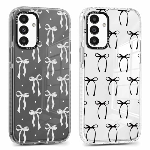 Xylota 2 x Transparent Handyhülle für Samsung Galaxy A13 5G 6,5" Hülle, Durchsichtig Case Muster Aesthetic Schleifen Mädchen Frauen Schutzhülle, Weich Silikon TPU Stoßfeste Cover für Samsung A13,02