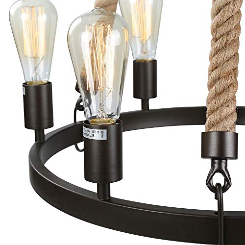 LNC 20.5" Farmhouse Chandeliers Rustic Round Wagon Wheel 6-Light Fixture for Dining & Living Room, Bedroom and Foyer - Image 10