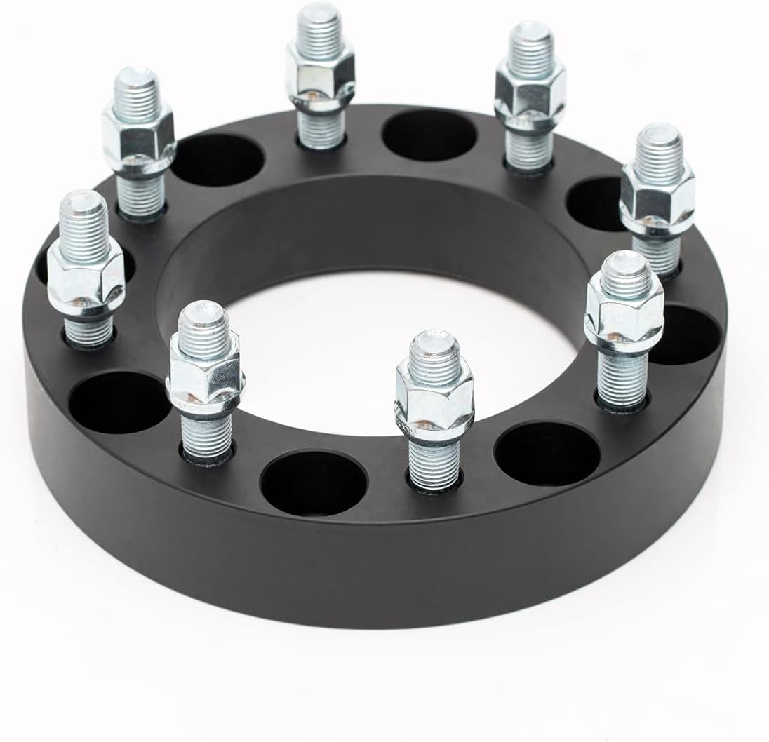 VLAOSCHI Black Forged 8x6.5 to 8x170 Wheel Adapters 1.5 Inch with 9/16" Studs Compatible with Dodge F-or-d 8 Lug for 1994-2010 RAM-2500 3500 | 1975-1997 F250 F350 (Must be with 9/16" Lugs) - Pack of 4