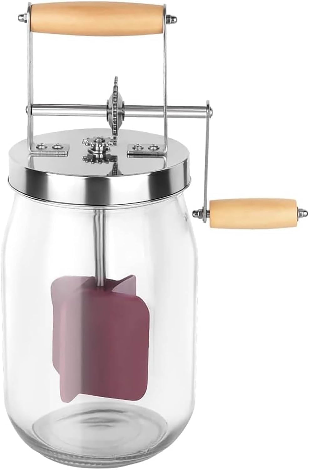 GYKOZY Manual Butter Churn Machine 1.5 Liter Butter Churn Machine With Wooden Handle Shakes Stainless Steel Gear Manual Butter Maker