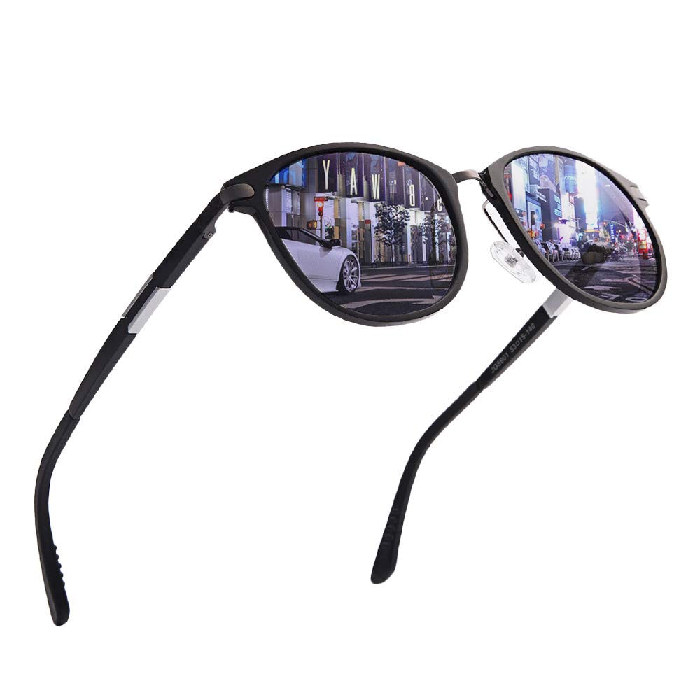 8BEESRound Polarized Sunglasses for Men Women-Retro UV400 Metal Frame Driving Glasses