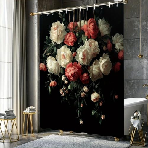 Rideau de douche noir lavable en machine anti-éclaboussures 120x150 - 2