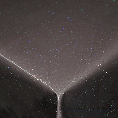 Wipe Clean PVC Tablecloth Vinyl Oilcloth Kitchen Table Cover Protector - Slate Grey Sparkly Glitter (250 x 140cm)