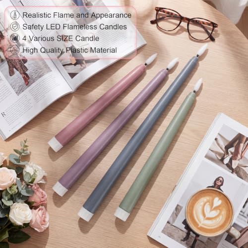 Image of Rossesay 24 Pcs Flameless LED Taper Candles Battery Operated Candles 8.5 inch, 9.65 inch, 10.8 inch, 12.8 inch Flameless Candlesticks Flickering for Christmas Church Wedding(Classic, Light Color)