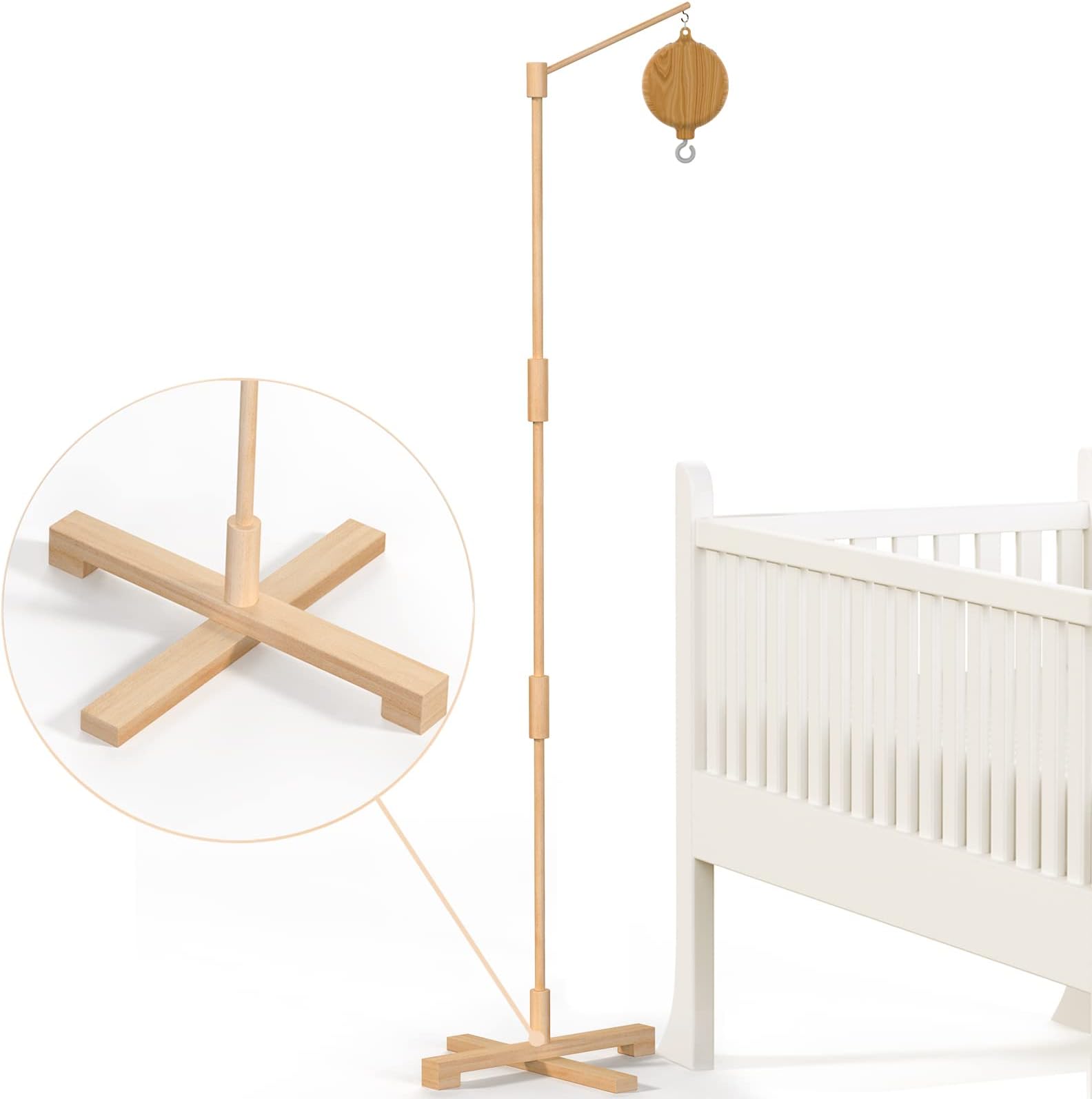 Baby Crib Mobile Arm with Music Box Spin Motor Upgraded Floor Stand