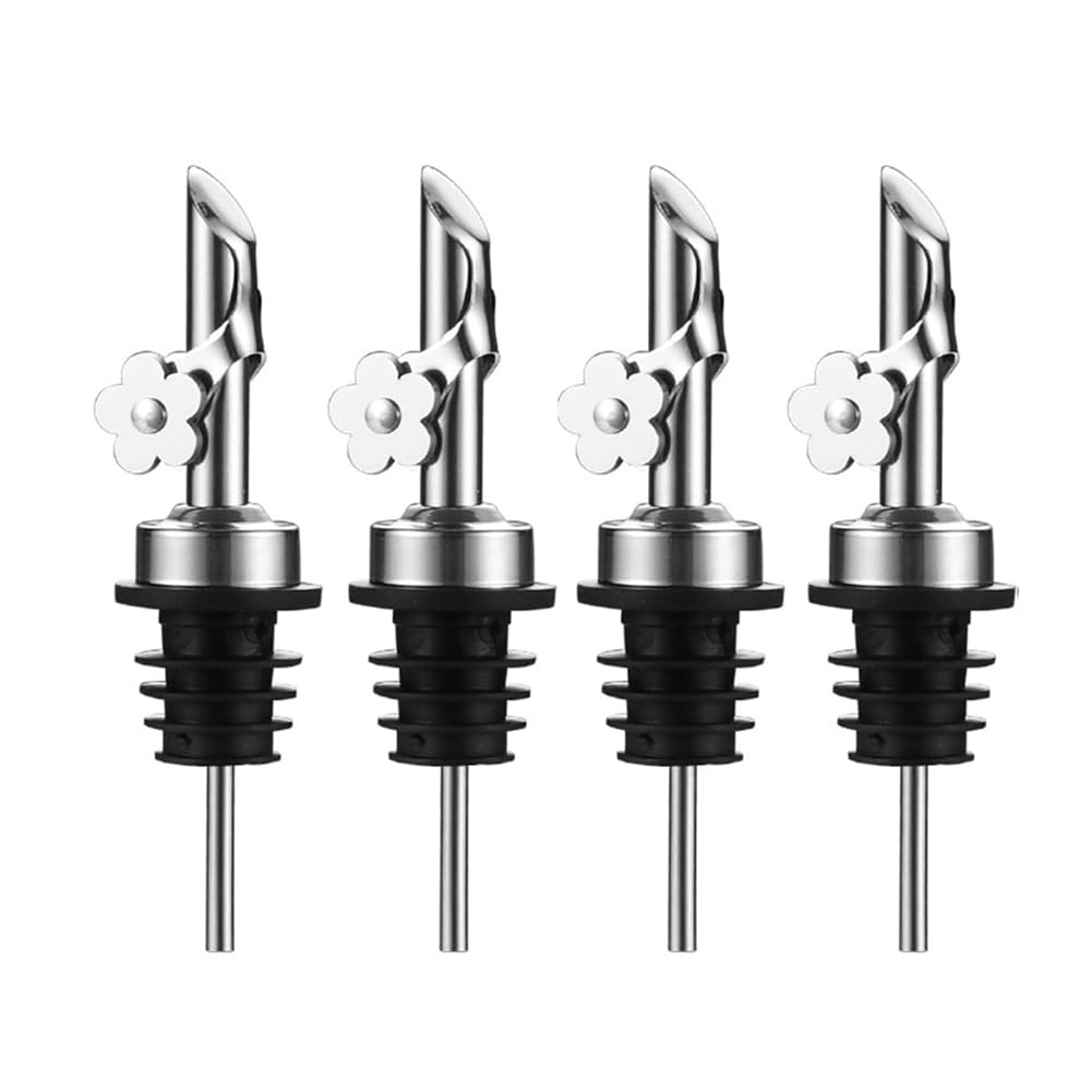 CTRLZS 4 Pcs Olive Oil Dispenser Spout Replacement with Leak-Proof Design Bottle Pourers Silver
