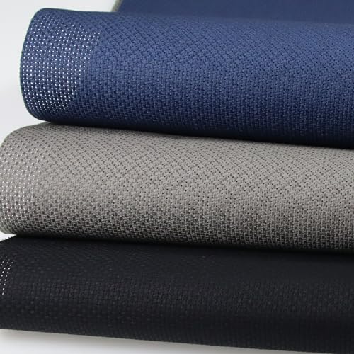 Image of KCS 3 pc of 15 inch x 18 inch(38cmx45cm) Counted Cross Stitch Cotton Aida Cloth Needlework Rolled Fabric Box,14CT,Navy Blue+Dark Grey+Black