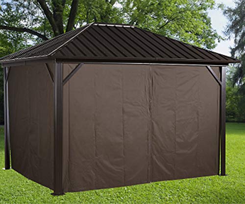 Sojag 135-9160574 10' X 10' Curtains For Genova Outdoor Gazebo, Brown #TOP1
