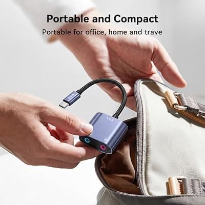 USB C Sound Card, USB C to Headphone and Microphone Jack Audio Adapter External Sound Cards Compatible with Windows, Laptops, Desktops Windows, MAC, Linux, PC, PS5, PS4(Grey)