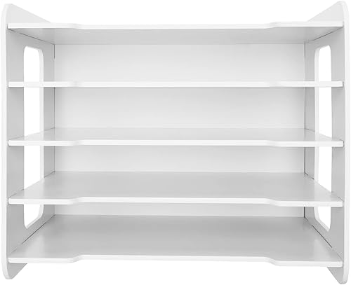 Organizador de papel de oficina para escritorio, organizador de bandeja de letras de 5 niveles y soporte para archivos, escritorio de almacenamiento