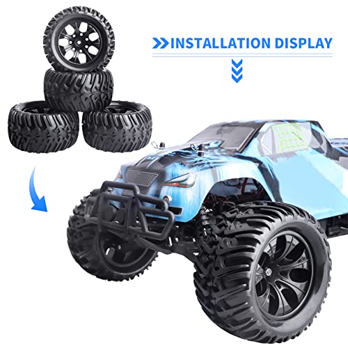 Hobbypark 4Pcs Rc Truck Tires And Wheels Set Foam Inserts 12Mm Wheel Hex Hubs For 1/10 Scale Off Road Monster Truck #TOP1