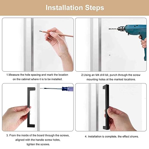 MIYUANGKJ 12pcs Kitchen Cabinet Handles & Drawer Pulls Black Kitchen Cupboards Handles 160mm Cupboard Door Handles with 24 Screws - Image 3
