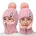 Hat Scarf Mask All in One Winter Siamese Windproof Hat 3 in 1 Fleece Lined Womens Beanie Hat Winter Hat Scarf Mask Set (Pink)