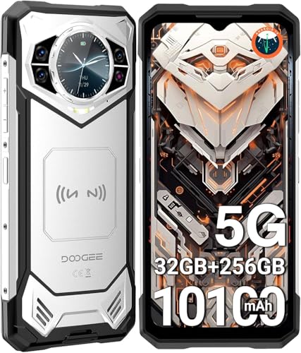 DOOGEE S200 Telephone Portable Incassable 5G Android 14, 32Go RAM + 256 Go ROM/2 to Smartphone Incassable avec Écran Arrière de 1,32", 10100 mAh (33W), 6,72" FHD+120Hz, 100 MP + 20 MP, Dual SIM/NFC.