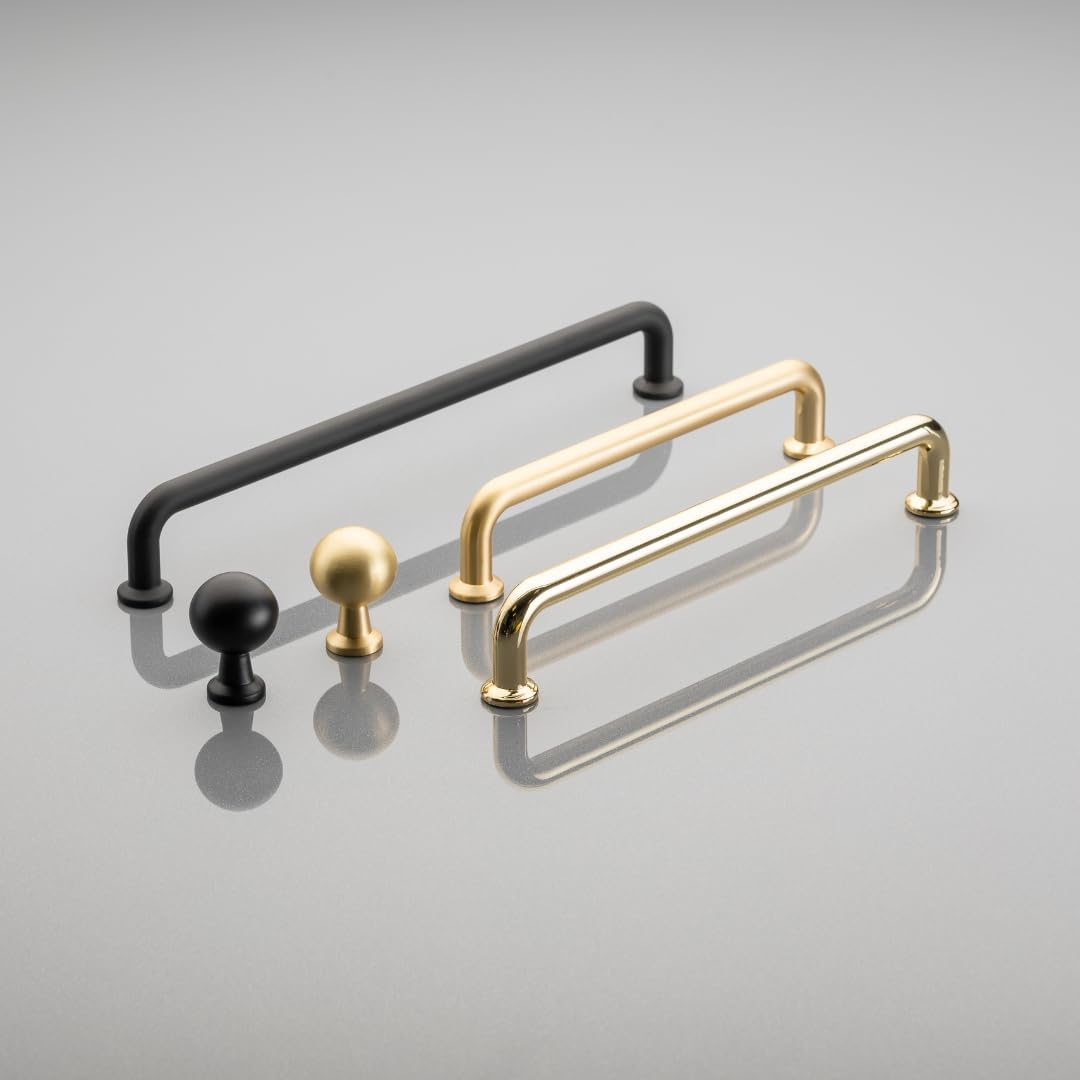 GTV - Furniture Handle Nord | Handle Handles Furniture Handles | Length 17.45 cm | Hole Distance 16 cm | ZnAl | Matte Black