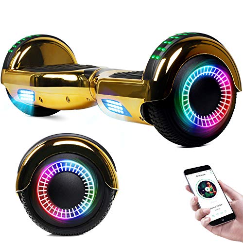 VEVELINE Hoverboard,Self-Balancing Hoverboard with Bluetooth and LED Lights for Kids Ages 6-12(Gold)
