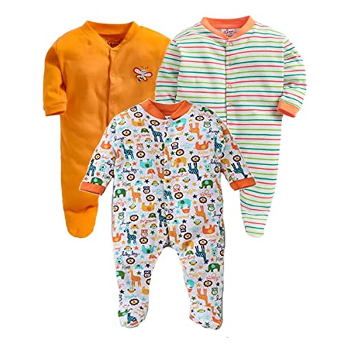 Image of Pooja Baby Rompers Sleepsuit Kid's Cotton All Over Print Night Suits Pack of 3