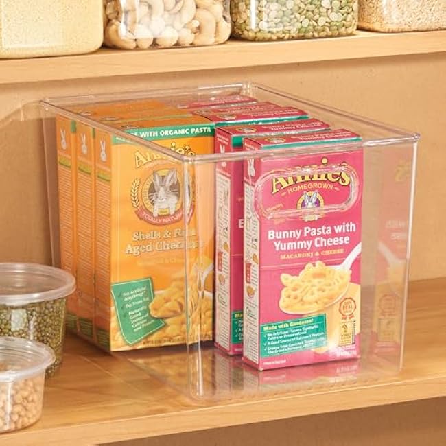 iDesign Linus BPA-Free Plastic Deep Kitchen Storage Bin with Handles - 12 x 8 x 7.75, Clear